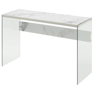 Convenience Concepts SoHo Console Table in Faux White Marble Wood Finish