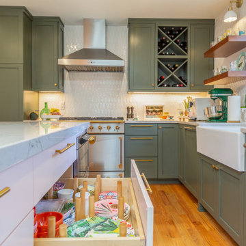 A new kitchen with bold colors and sleek lines