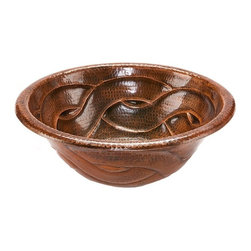Premier Copper 17&Prime; Round Braided Self Rimming Hammered Copper Sink LR17RBDDB - Bathroom Sinks