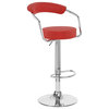 Set of 2 Zool Contemporary Adjustable Faux Leather Barstool - Cherry Red