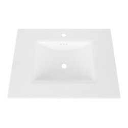 Maykke - Brighton Rectangle Sink Top, White Ceramic, 31", Single Faucet Hole - Bathroom Sinks