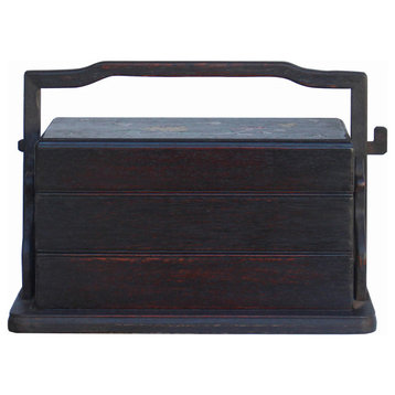 Traditional Vintage Chinese Multi Tray Wood Basket Box Hws1055