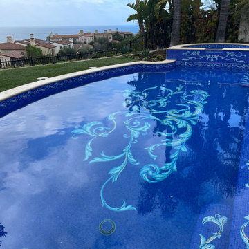 All-tile mosaic pool above the coast — Newport Coast