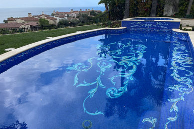 Inspiration for a mediterranean pool remodel in Orange County