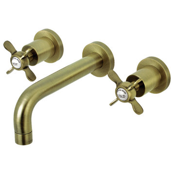 Kingston Brass KS8123BEX 2-Handle 8" Wall Mount Bathroom Faucet, Antique Brass