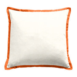 Ivory Outdoor Pillow with Orange Flange - Outdoor Cushions And Pillows