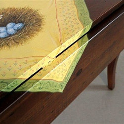 Drop Leaf Farm Table With Painting of Table Cloth - Table &agrave; manger
