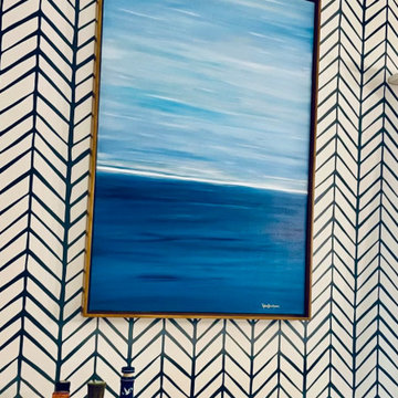 Abstract Coastal Wall Art for Serene Living Room/Client Project