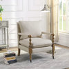 Upholstered Accent Chair With Casters, Beige