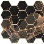 Dundee Deco - Black Gold Hexagon Mosaic 3D Wall Panels, Set of 5, Covers 25.6 Sq Ft - Dundee Deco's 3D Falkirk Retro are lightweight 3D wall panels that work together through an automatic pattern repeat to create large-scale dimensional walls of any size and shape. Dundee Deco brings a flowing, soothing texture with a touch of luxury. Wall panels work in multiples to create a continuous, uninterrupted dimensional sculptural wall. You can cover an existing wall with wall tiles or disguise wallpaper or paneled wall. These modern wall tiles create a sculptural and continuous dimensional surface to any room setting through patterning. Dundee Deco tile creates a modern seamless pattern on a feature wall or art piece.