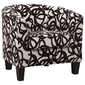 Grafton Home Enzo Upholstered Barrel Chair, Tangled Black and Cream