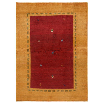 Pasargad Home Gabbeh Collection Hand-Knotted Lamb's Wool Area Rug, 3'5"x4'9"