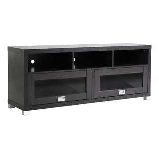 Swindon Modern TV Stand With Glass Doors Contemporary