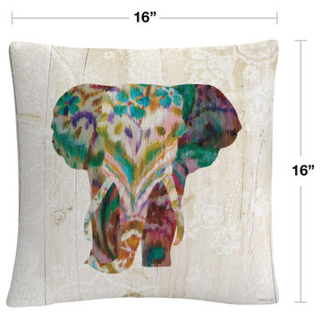 Danhui Nai 'Boho Paisley Elephant III' Decorative Throw Pillow