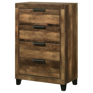 Vertical Dresser, English Dovetailed Drawers With Metal Pull Handles, Rustic Oak
