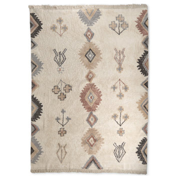 Carla 5x8 Earthy Neutrals Patterned Cotton Area Rug