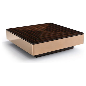 Modrest Larice Modern Square Ebony and Rosegold Coffee Table