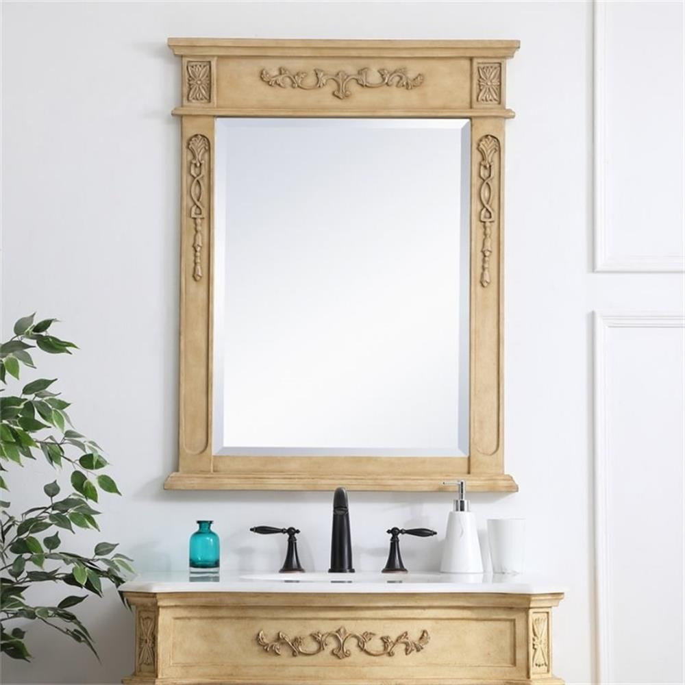 Elegant Decor Danville 36" x 28" MDF Wood Bathroom Mirror in Antique ...