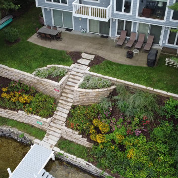 Lakefront Landscaping - Retaining Walls + Steps + Plants