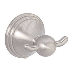 Door Corner - Florentine Series Bathroom Collection, Satin Nickel, Double Robe Hook - Robe & Towel Hooks