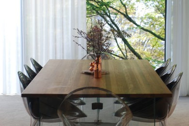 Remuera Oak and glass table - floating wall unit
