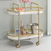 Stylish Brushed Silver 2 Shelf Serving Cart or Bookcase main image 1