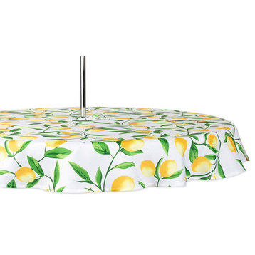 DII Lemon Bliss Print Outdoor Tablecloth With Zipper 60 Round