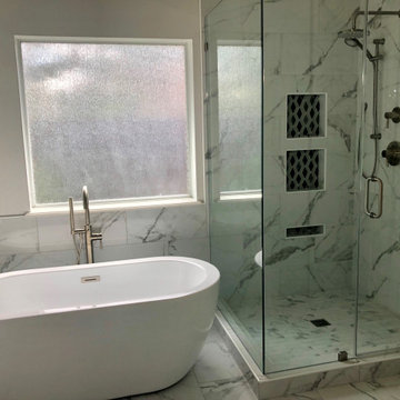 Blue Primary Bathroom Remodel