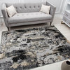 Astor Onyx Black Transitional Abstract Area Rug, 2'6"x8'