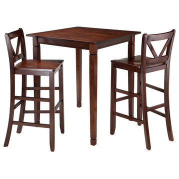 Winsome Wood Kingsgate 3-Pc Dining Table With 2 Bar V-Back Chairs