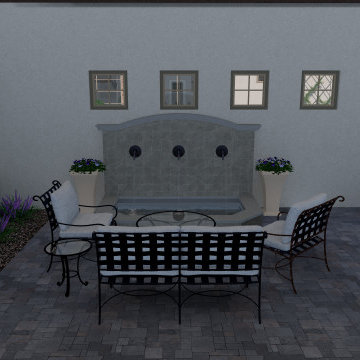 Modern Mediterranean Pool, Courtyard, Cabana, Fireplace - Toll Brothers