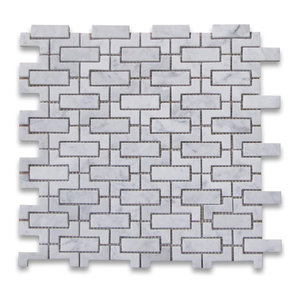 12 X12 Carrara White Fretwork Interlock Mosaic Tile Honed Traditional Wall And Floor Tile By Stone Center Online