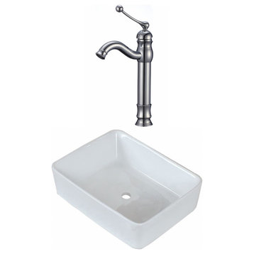 American Imagination 18.75"W Bathroom Vessel Sink Set, White