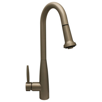 Whitehaus WH2070838 Jem 1.5 GPM 1 Hole Pull Down Kitchen Faucet - Brushed