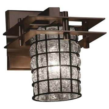 Wire Glass Metropolis Wall Sconce, Cylinder With Flat Rim