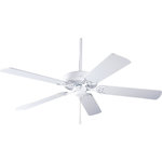 Progress Lighting - Airpro Builder 52" 5-Blade Ceiling Fan, White - 52" AirPro Energy Star fan with 5 White blades, White finish, and 30 year limited warranty. Powerful AirPro motor features 3-speed, triple-capacitor control that can also be reversed to provide year-round comfort. Includes innovative canopy system that can be installed on vaulted ceilings up to 12:12 pitch; additionally, the fan can be installed with no downrod to accommodate lower ceilings. Quick install canopy securely holds fan for wiring during installation.