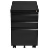 Modern 3-Drawers Rolling File Storage Cabinet, Black