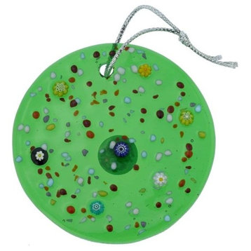 GlassOfVenice Murano Glass Circle Christmas Ornament - Green