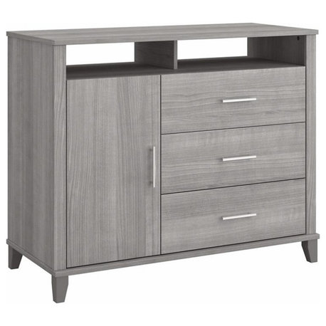 Pemberly Row Office Storage Credenza in Platinum Gray - Engineered Wood