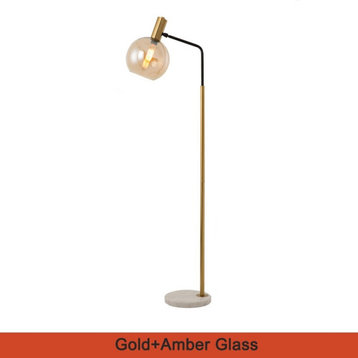 Gold Glass Luxury Floor Lamp For Living Room, Bedroom, Meeting Room, Hotel, Gold/Amber