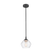 Harrow 1-Light Matte Black Pendant, Clear Glass Shade