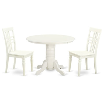 3-Piece Kitchen Table Set With a Dining Table and 2 Chairs, Linen White