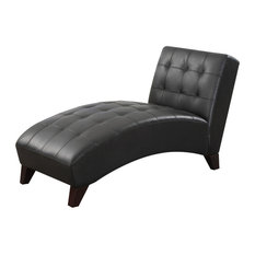 Anna Lounge Leatherette Chaise, Black