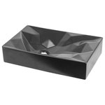 MR Direct - V430 Matte Black Porcelain Vessel Sink - The V430- Matte Black porcelain vessel sink offers a statement piece for any traditional or contemporary bathroom design. The classy color and geometric pattern gives a sophisticated touch to any space without overpowering the room. This porcelain sink is fired in a special kiln at a lower temperature than standard porcelain, properly baking the matte glaze for a smooth finish. Because this sink is a vessel, no mounting hardware is needed. The overall dimensions of the sink are 22” x 14" x 4 5/8" and a 24" minimum cabinet size is required. This listing does not include any accessories.