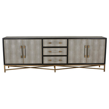 Moe's Home Collection Mako Shagreen and Polyurethane Large Sideboard in Gray
