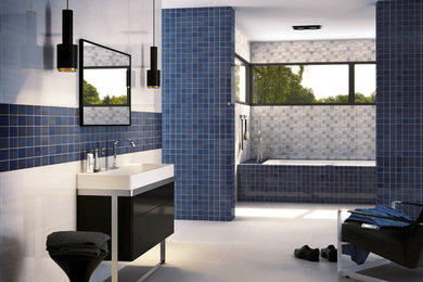 Inspiration for a contemporary bathroom remodel in Miami