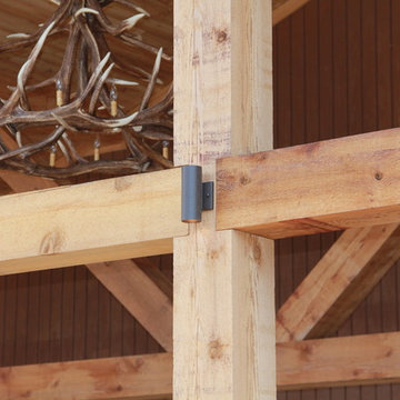 Deck lighting using low voltage under railing LED lights.