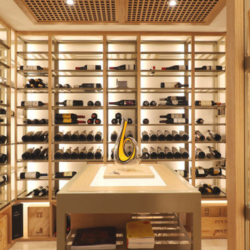 Wine Cellar Ceiling and Lighting Detail - Custom Wine Cellar, Miami FL