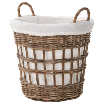 Round Rattan Storage and Laundry Basket WithLiner