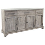 Kosas Home - McKee Reclaimed Pine 3 Drawer 4 Door Sideboard by Kosas Home - With its two tone Gray finish, this sideboard features a reclaimed pine wood frame and concrete top to create a dynamic piece. This sideboard blends the unique character of reclaimed wood with versatile storage for a piece that is both handsome and functional. Within its three drawers and four doors, this sideboard offers ample storage space also preserving the distinctive knots, grain patterns, and color of reclaimed wood.
